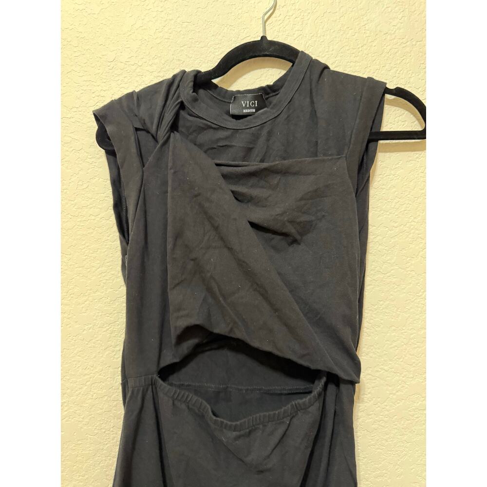 VICI Black Cutout Midi‎ Dress Women’s Medium Sleeveless Twist Front Waist